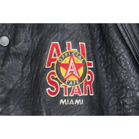 Vintage All Star Miami Cafe Mens Medium Leather Jacket C1146 - Picture 4 of 7